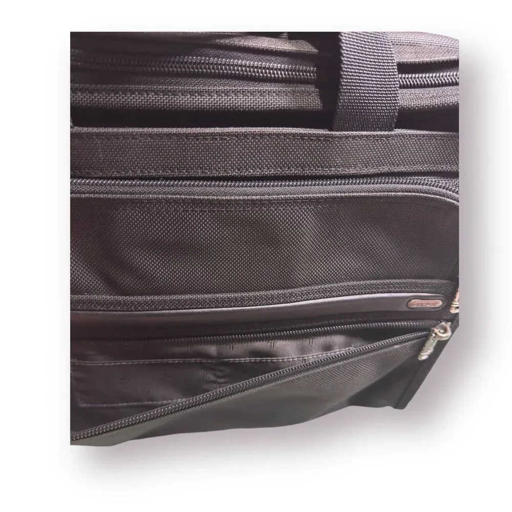 TUMI Alpha Laptop Messenger Ballistic Black Nylon & Leather Briefcase Travel Bag